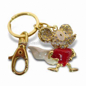 Keyring with Rhinestone Material