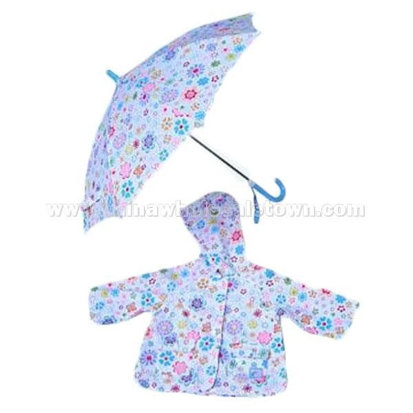Kids Nylon Raincoat and Umbrella