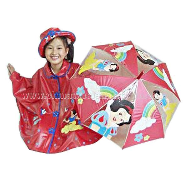 Kids PVC Rain Poncho and Umbrella