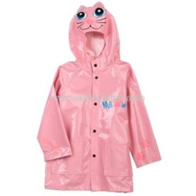 Kids Pink Kitty Raincoat