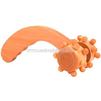 Knobby 2 wheel single comfort handle wooden massager