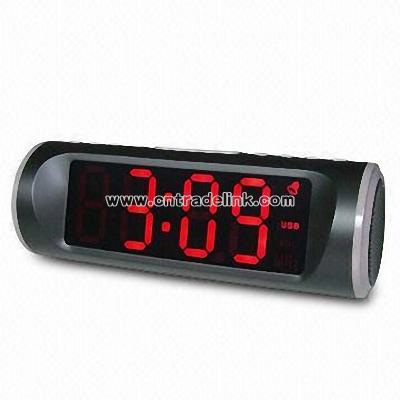 LED Alarm Clock Radio with USB/SD Card Slot and Built-in Speaker