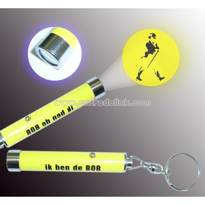LED Flashlight Projector Keychain