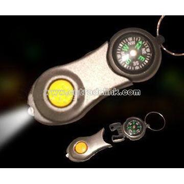 LED Keychain with compass