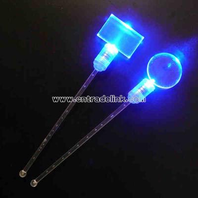 LED stirrer stick with flashing pendants on top