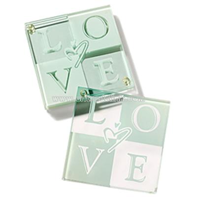 LOVE Glass Coaster Favor Set