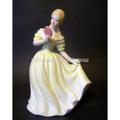 Lady Holding Mirror Figurine, Porcelain, Ceramic