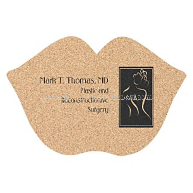 Large Cork Coaster - Lips