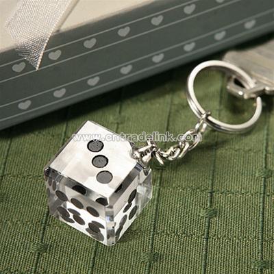 Las Vegas themed Chrome Keychain with Crystal Dice