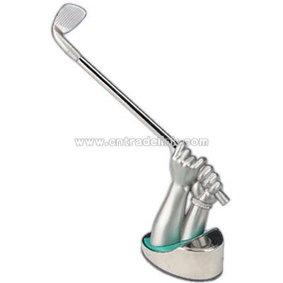 Laser Engraving - Chrome plated golf stand with ballpoint pen