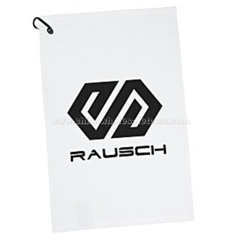 League Golf Towel with Carabiner - White