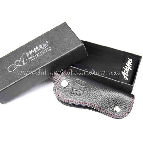 Leather Honda Car Key Chain Case (Black)