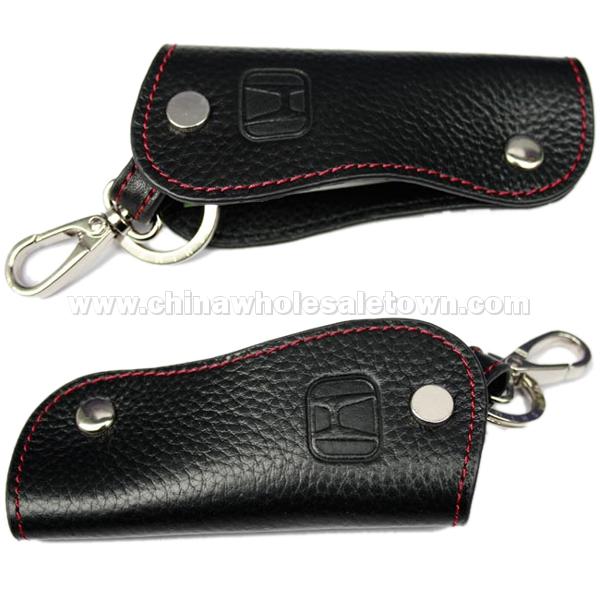 Leather Honda Car Key Chain Case (Black)