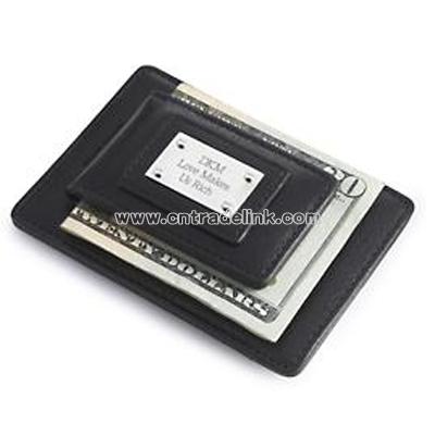 Leather Money Clip with Card Holder
