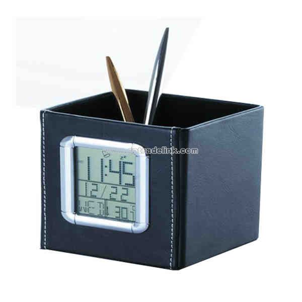 Leather Penholder clock