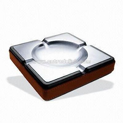 Leather and zinc alloy Ashtray