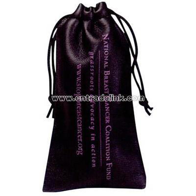 Leather-like sunglass pouch with drawstrings