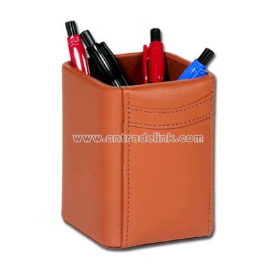 Leather pencil cup