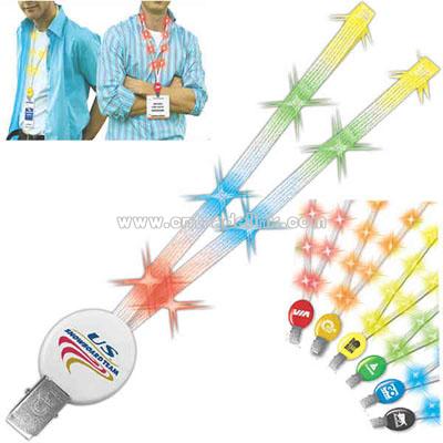 Lemon / Yellow LEDs - White nylon light up lanyard