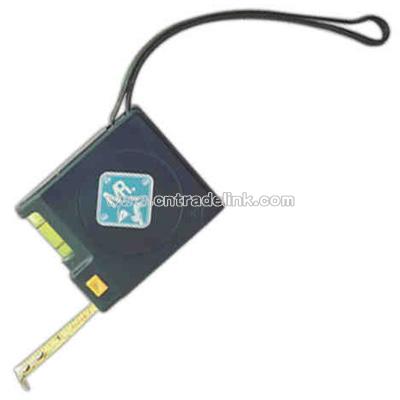 Level with 10'/3m tape with cord holder and metal belt clip
