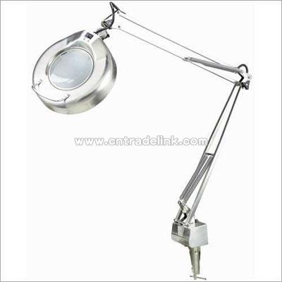 Light Magnifier Lamp with clamp in Polished Steel