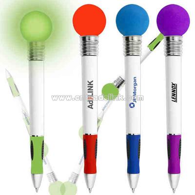 Light Up Bouncy Ball-  Blinking and bouncing biodegradable plastic pen