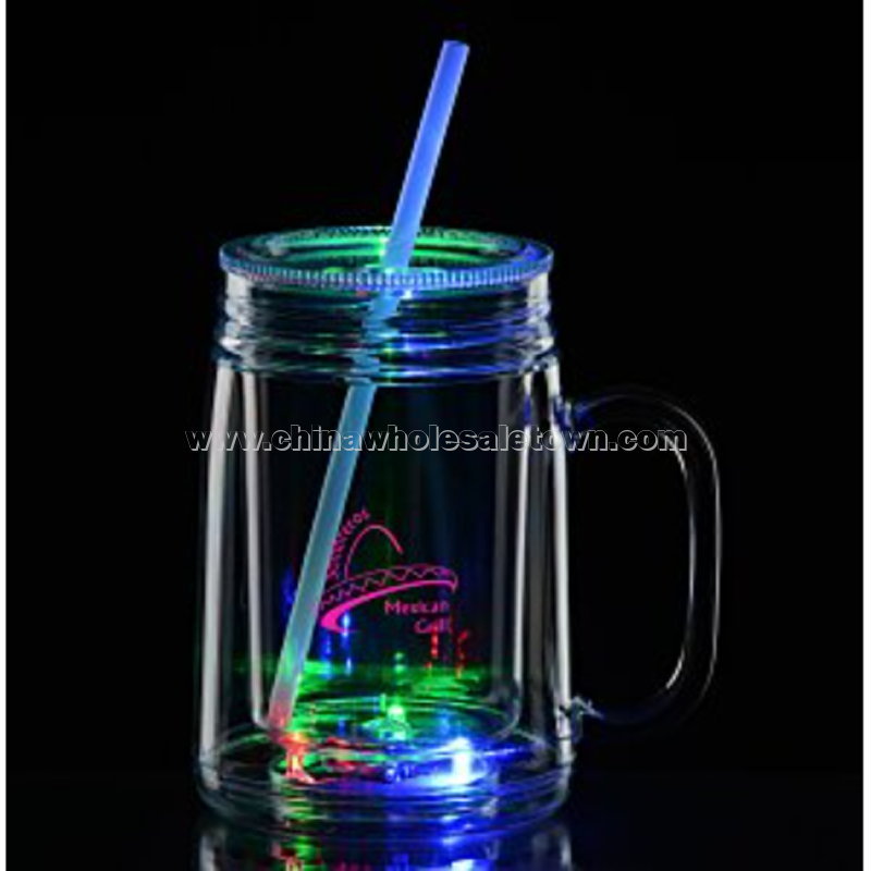 Light-Up Mason Jar with Straw - 18 oz.