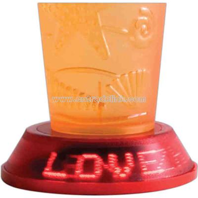 Lighted LED scrolling message beverage coaster