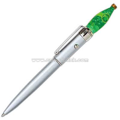 Lighted Sculpture Line - Shaped bottle top - Blue LED Color Lighted sculpture pen.