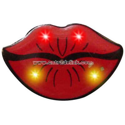 Lips puckered up - Flashing pin with love theme