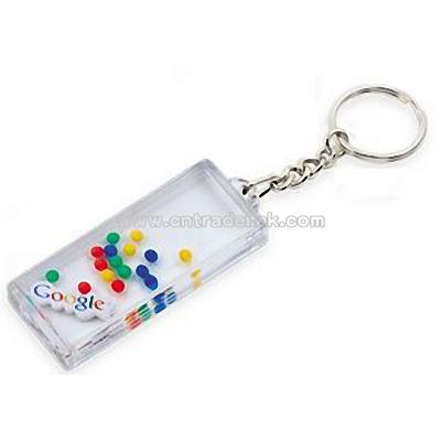 Liquid Filled Rectangular Acrylic Key Chain with 3D Floater