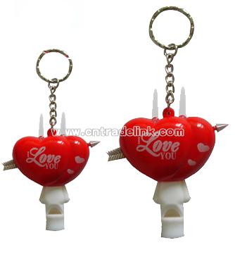 Love Heart Light Whistle Key Chain