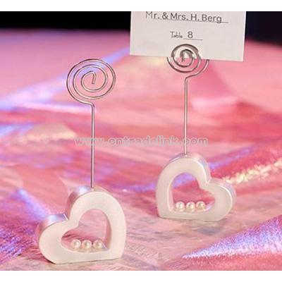 Love heart shaped wedding place card holder