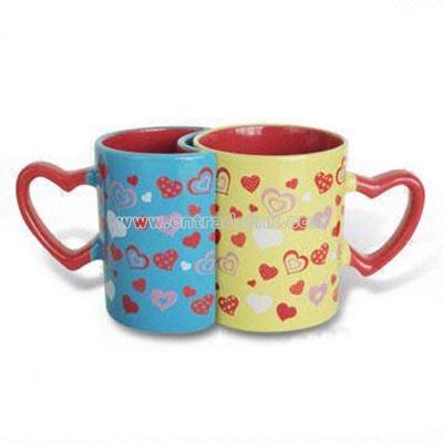 Lovers Mugs with Heart and C-Shaped Handle