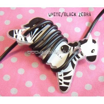 MP3 ipod Earphone Tidy Wrap Winder - White Zebra