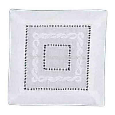 Madeira scroll and hemstitch pure linen coaster napkin