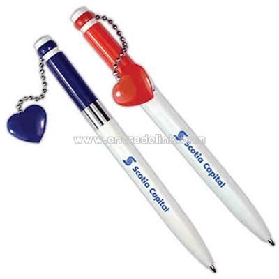 Magnetic ballpoint pen with heart design on chain