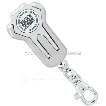 Magnetic divot repair tool w/ ball marker & hook.