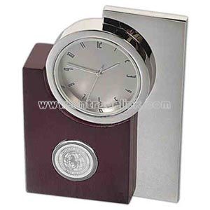 Mahogany finish desk clock