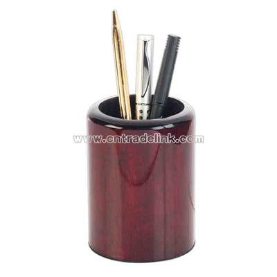 Mahogany round pen and pencil holder