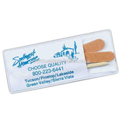Manicure kit with three emery boards and orange stick in vinyl case