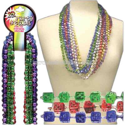Mardi Gras dice beads necklace