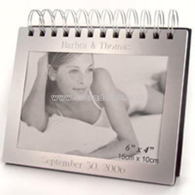 Matte Silver Spiral Photo Album w/ 4x6 Frame