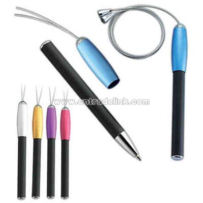 Matte colored magnetic cap off wired necklace mini ballpoint pen