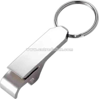 Matte silver bottle opener key ring
