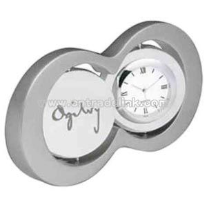 Matte silver finish swivel clock