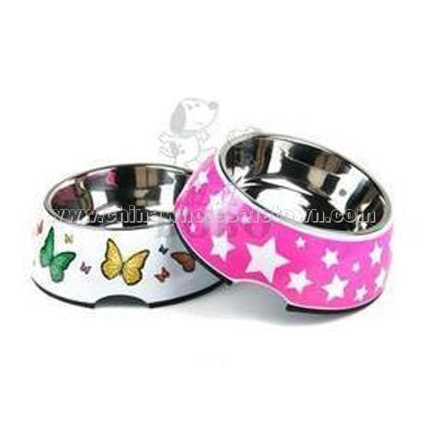 Melamine dog bowl + stainless steel dog bowl