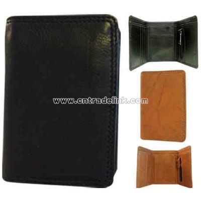 Men's zippered tri-fold wallet