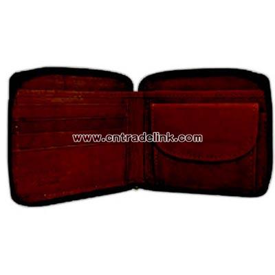 Men's zippered wallet and change purse