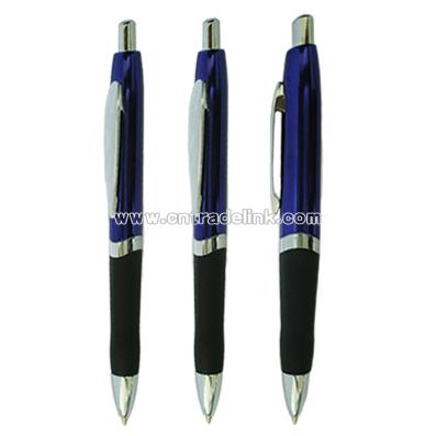 Metal Ball Pen with Chrome Plated Finish, Rubber Grip and Click Action